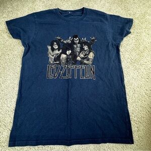 Led Zeppelin Kiss Funny Spoof Rock Band Tshirt Led Zeppelin T-shirt Unisex Sz S